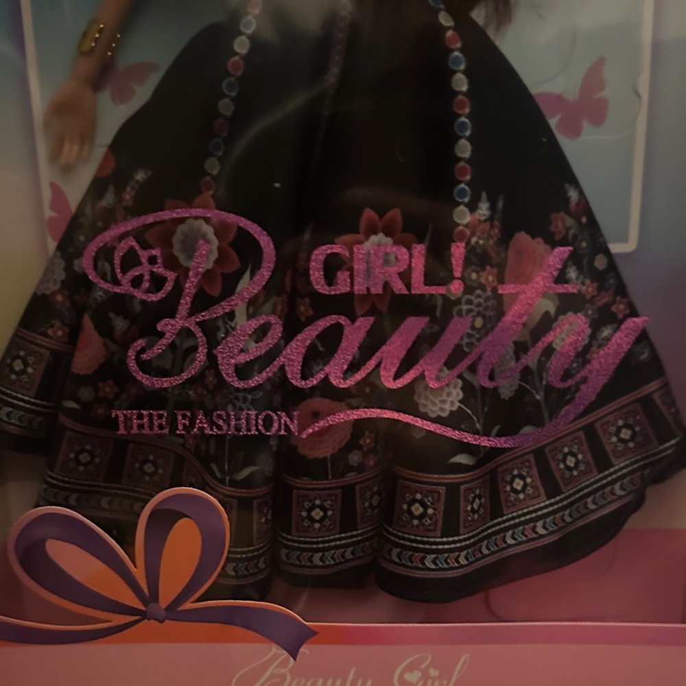 Fashion Doll with Black and Pink Desi Lengha Dress - Picture 3 of 4